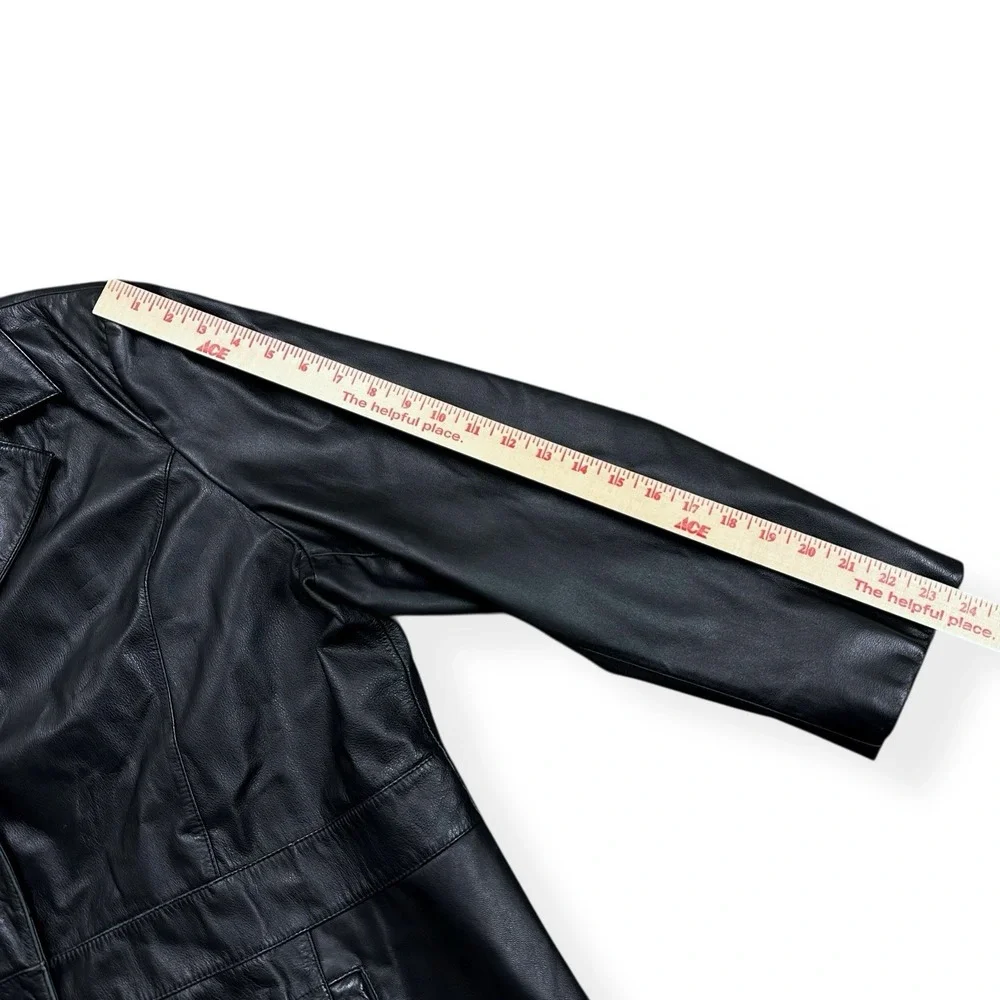 Vintage WILSONS Genuine Soft Leather Jacket Women's Size‎ 3XL Button Coat Black
